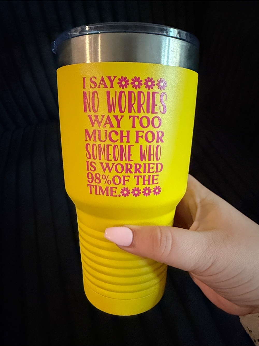 Hippie Runner Yellow Insulated Tumbler with Pink Quote
